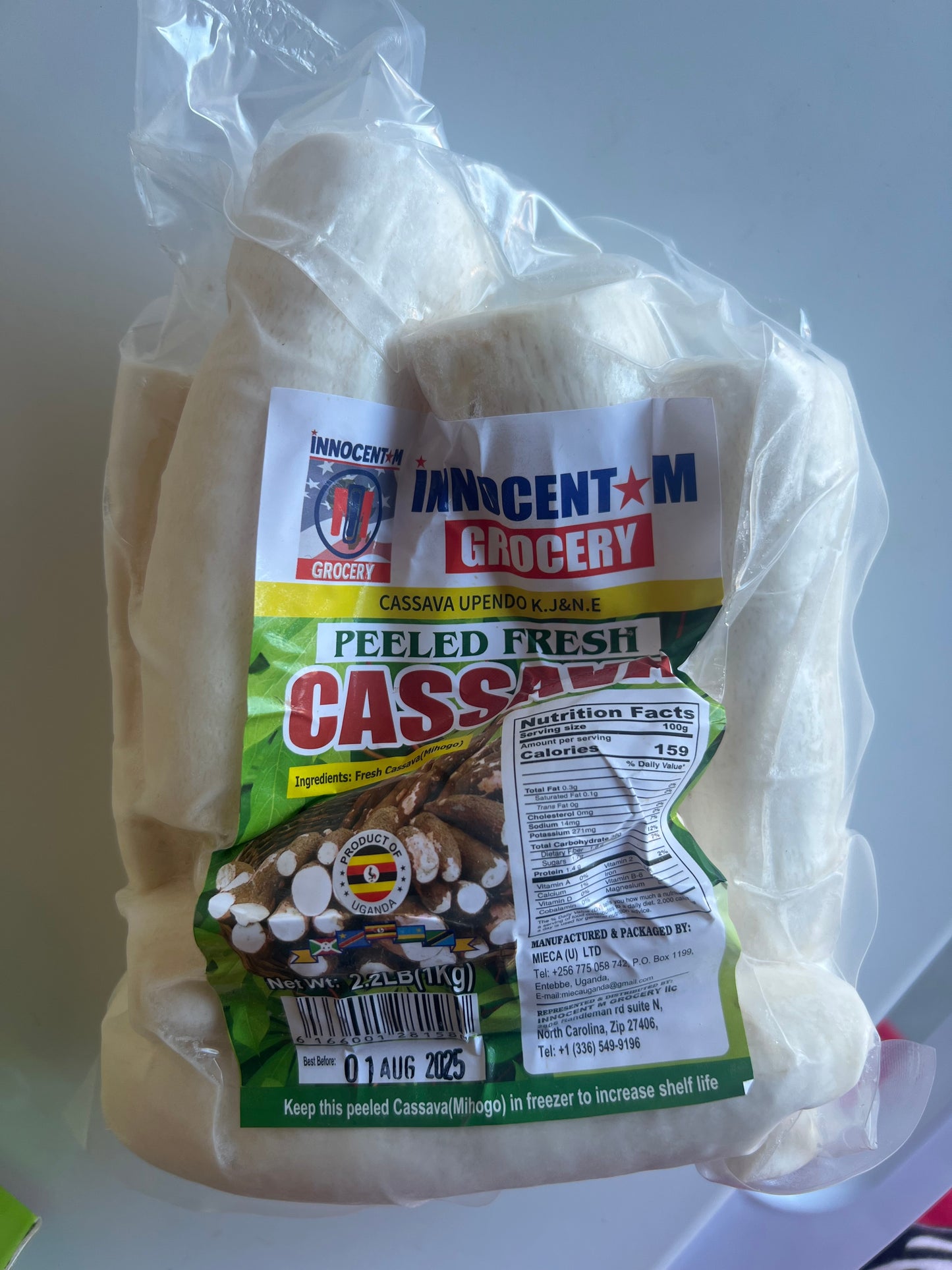 Peeled Frozen Cassava Roots - 1kg - Imyumbati - From Uganda