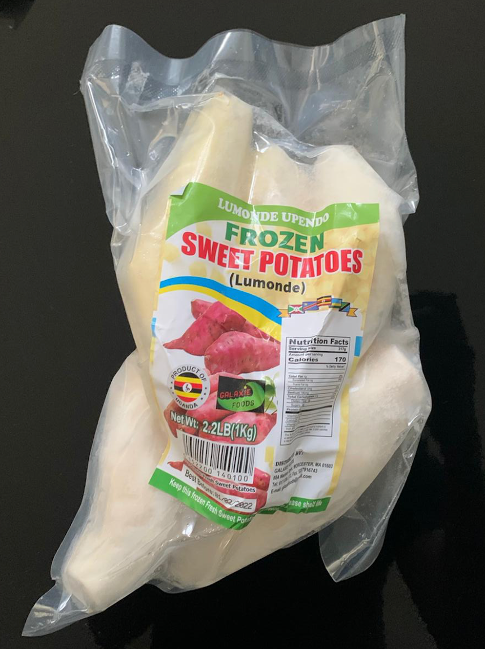 Frozen Peeled Sweet Potato (1kg/2.2lbs)